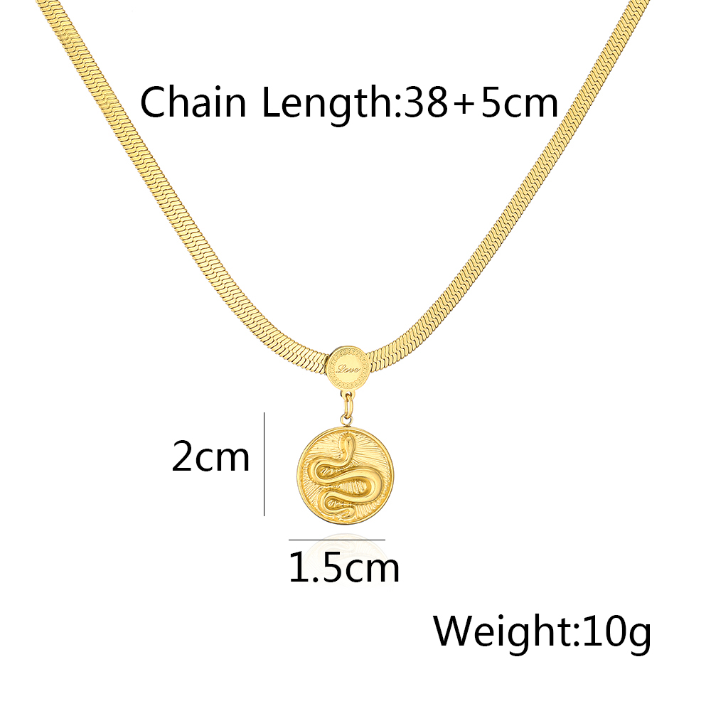 Fashion Eye Snake Stainless Steel Gold Plated Zircon Pendant Necklace 1 Piece display picture 5