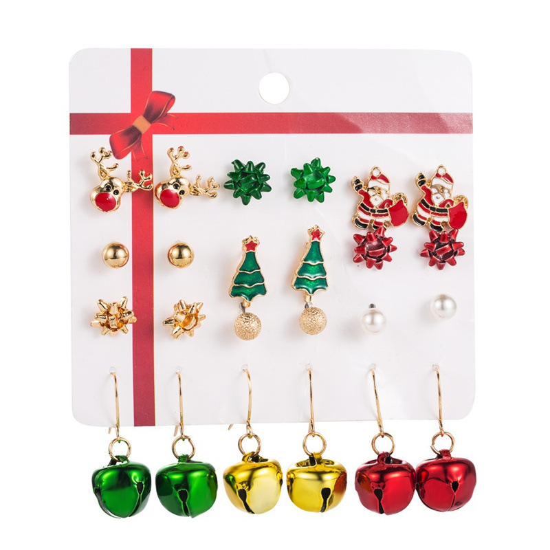 Fashion Elk Alloy Inlay Artificial Pearls Rhinestones New Year Women's Drop Earrings Ear Studs 1 Set display picture 2