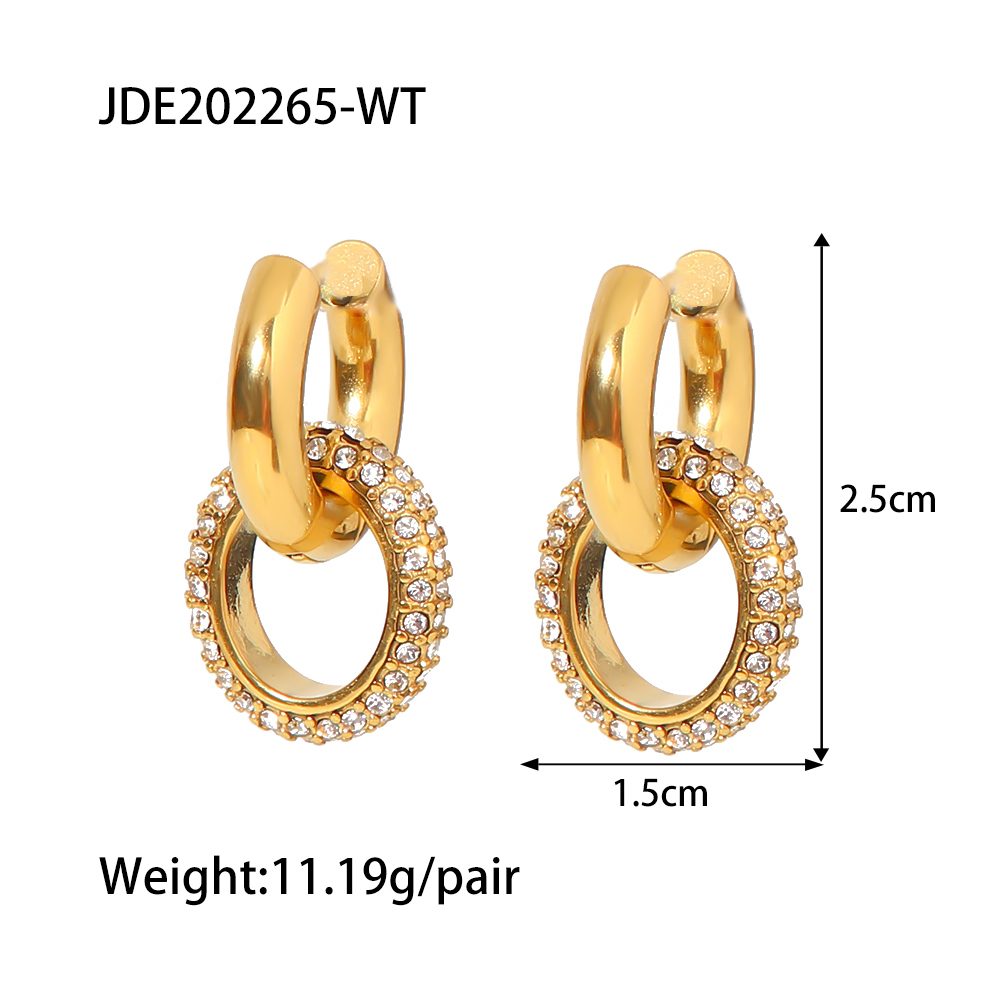 Fashion Round Stainless Steel Plating Rhinestones Earrings 1 Pair display picture 9
