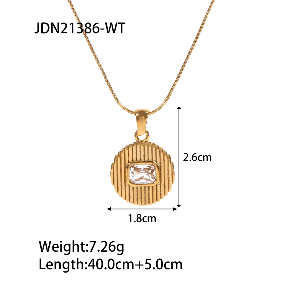 Fashion Stripe Stainless Steel Inlay Zircon Pendant Necklace 1 Piece display picture 9