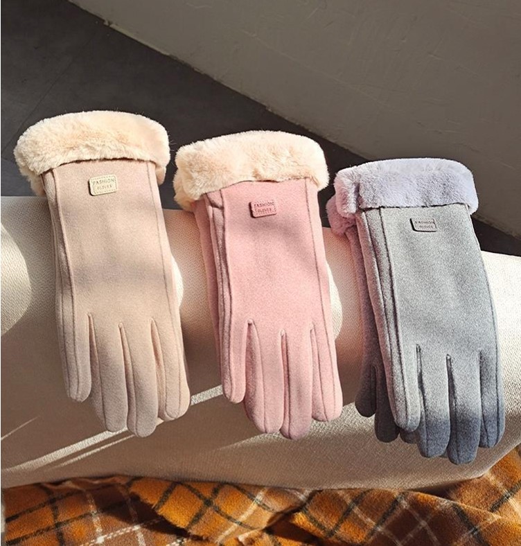 Frau Einfacher Stil Einfarbig Samt Polyester Handschuhe 1 Paar display picture 5