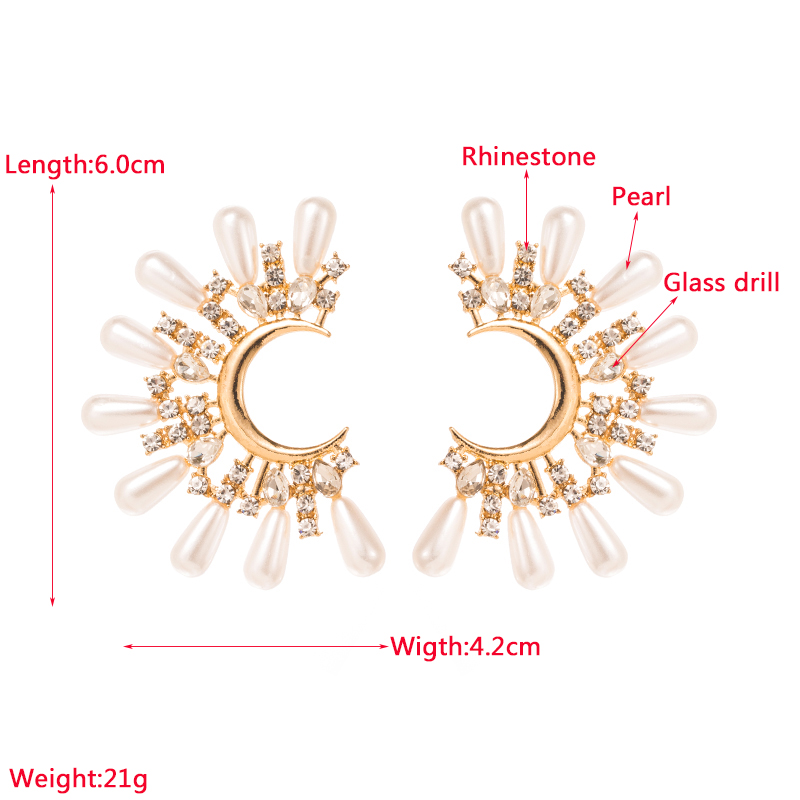 1 Pair Fashion C Shape Inlay Stainless Steel Titanium Steel Pearl Zircon Ear Studs display picture 1