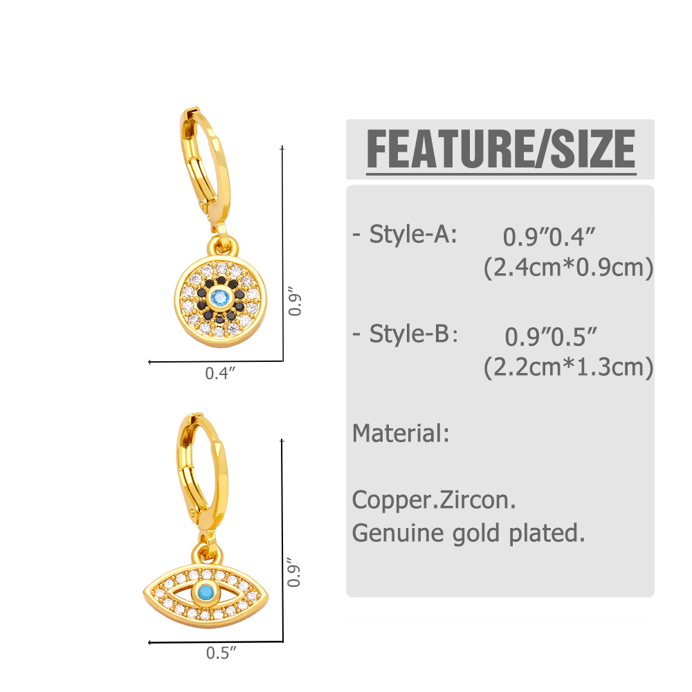 Mode L'oeil Du Diable Le Cuivre Plaqué Or Zircon Boucles D'oreilles 1 Paire display picture 1