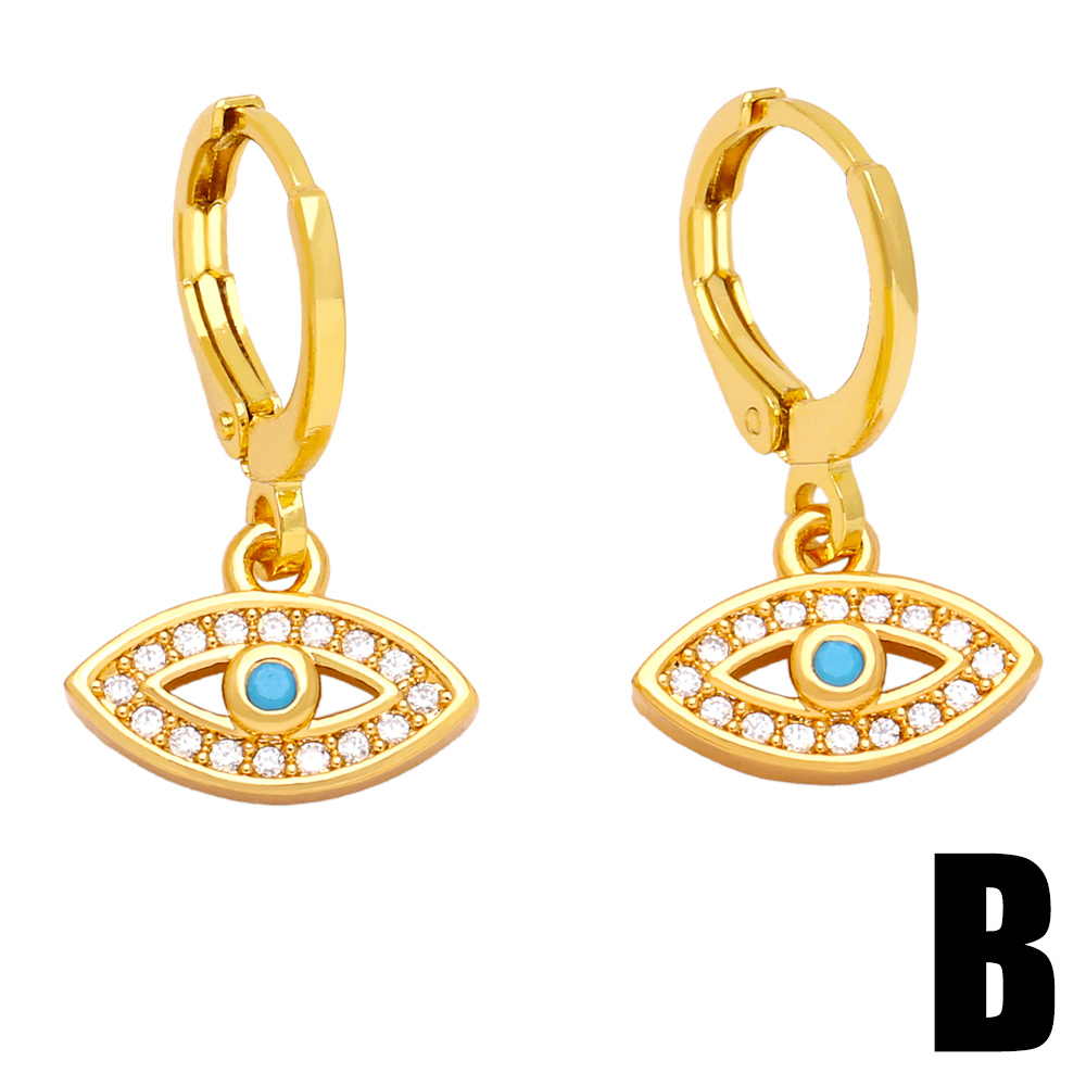 Fashion Devil's Eye Copper Gold Plated Zircon Drop Earrings 1 Pair display picture 3