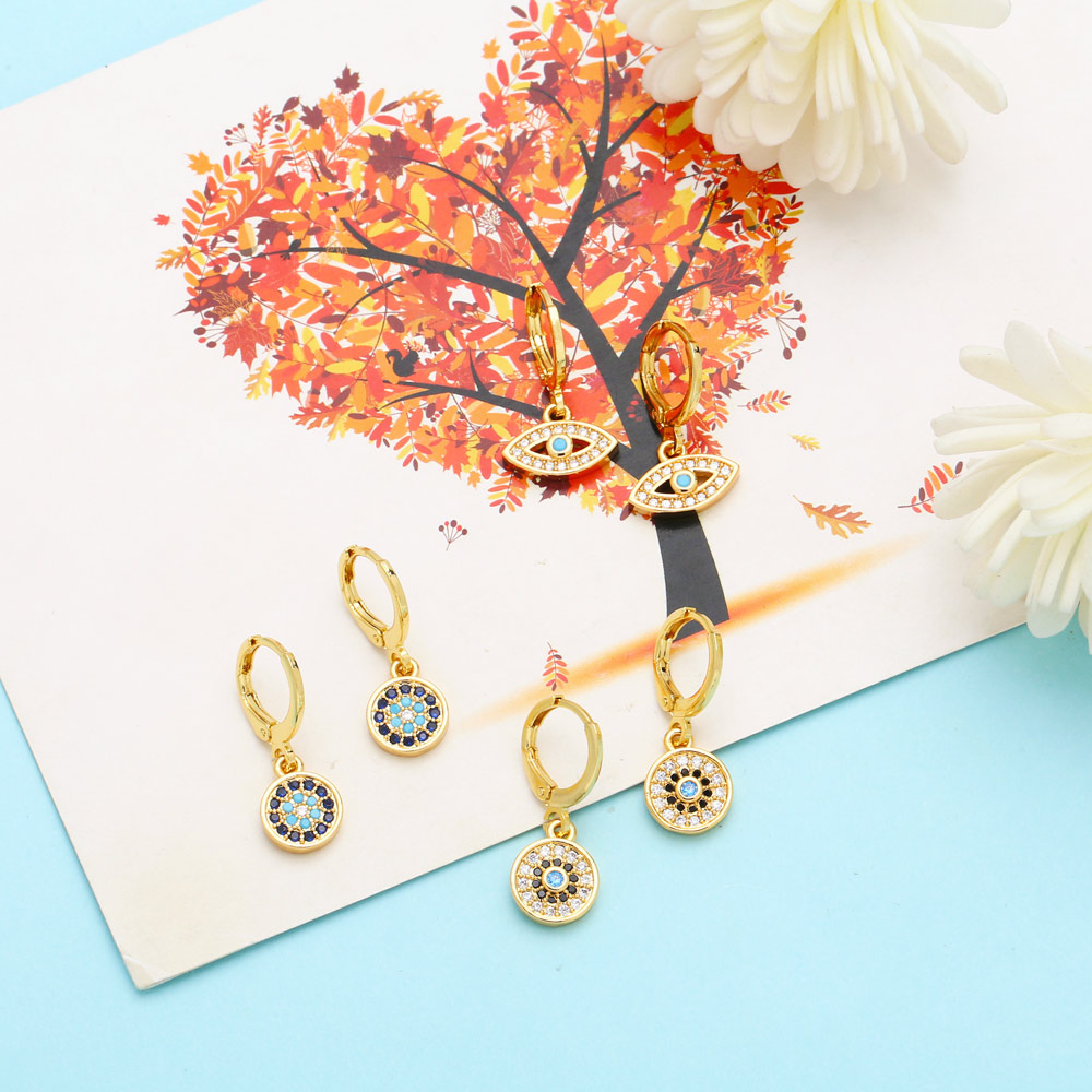 Fashion Devil's Eye Copper Gold Plated Zircon Drop Earrings 1 Pair display picture 6