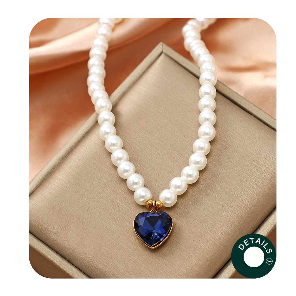 Vintage Style Heart Shape Stainless Steel Arylic Artificial Pearl Beaded Women's Pendant Necklace 1 Piece display picture 6