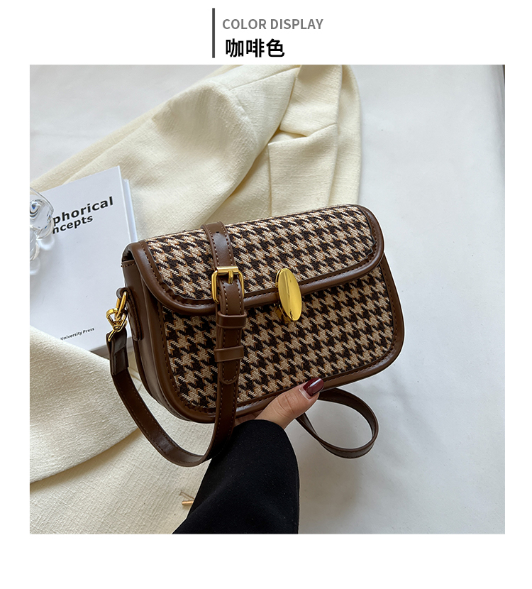Women's Checked Cloth Houndstooth Fashion Square Lock Clasp Square Bag display picture 16