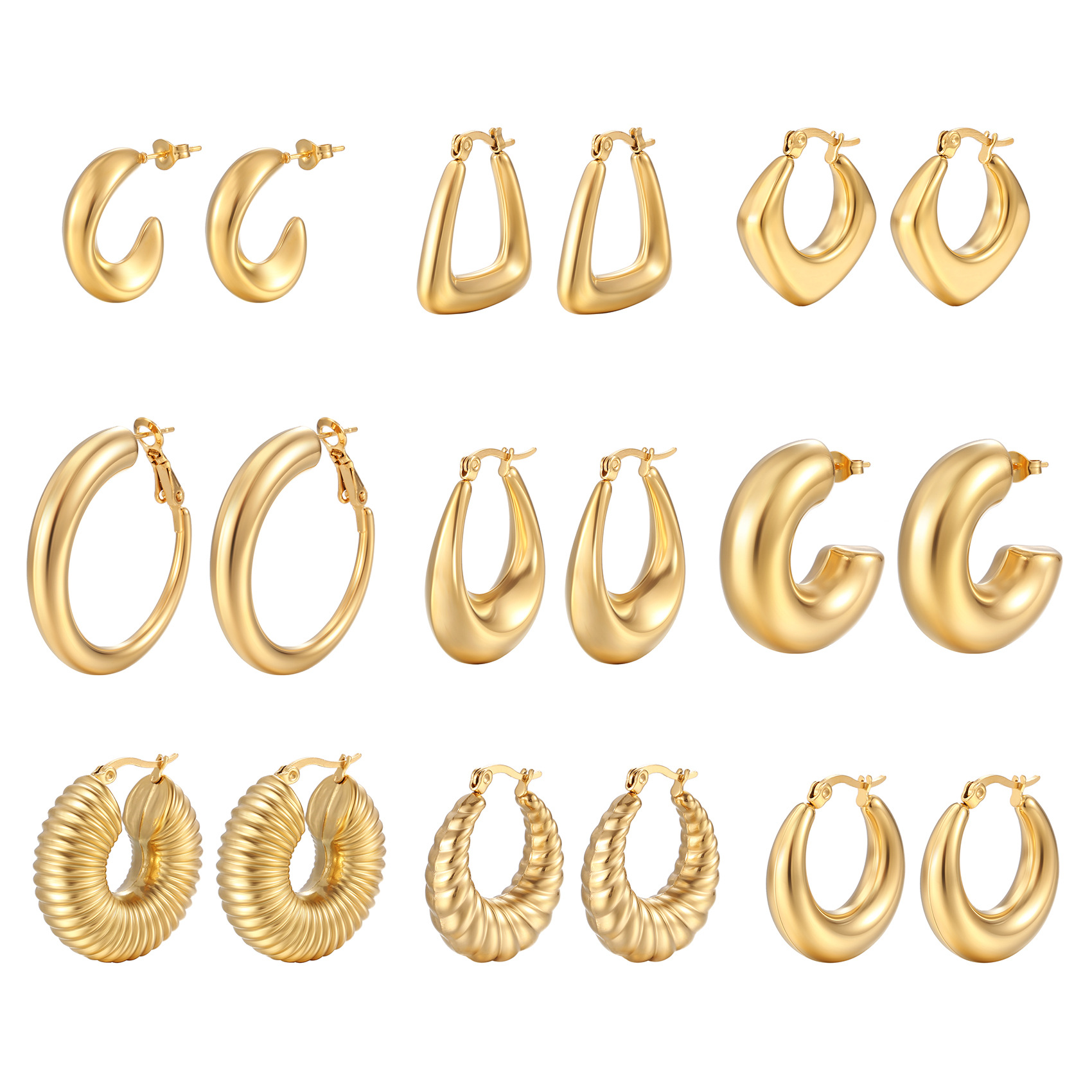1 Pair Fashion Solid Color Plating Titanium Steel Earrings display picture 1