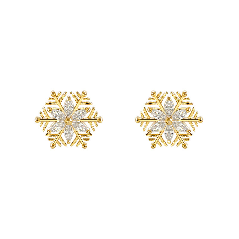 Fashion Snowflake Alloy Inlay Rhinestones Women's Ear Studs 1 Pair display picture 5