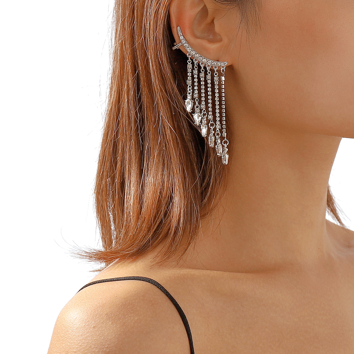 Simple Style Tassel Alloy Inlay Rhinestones Women's Drop Earrings 1 Pair display picture 2