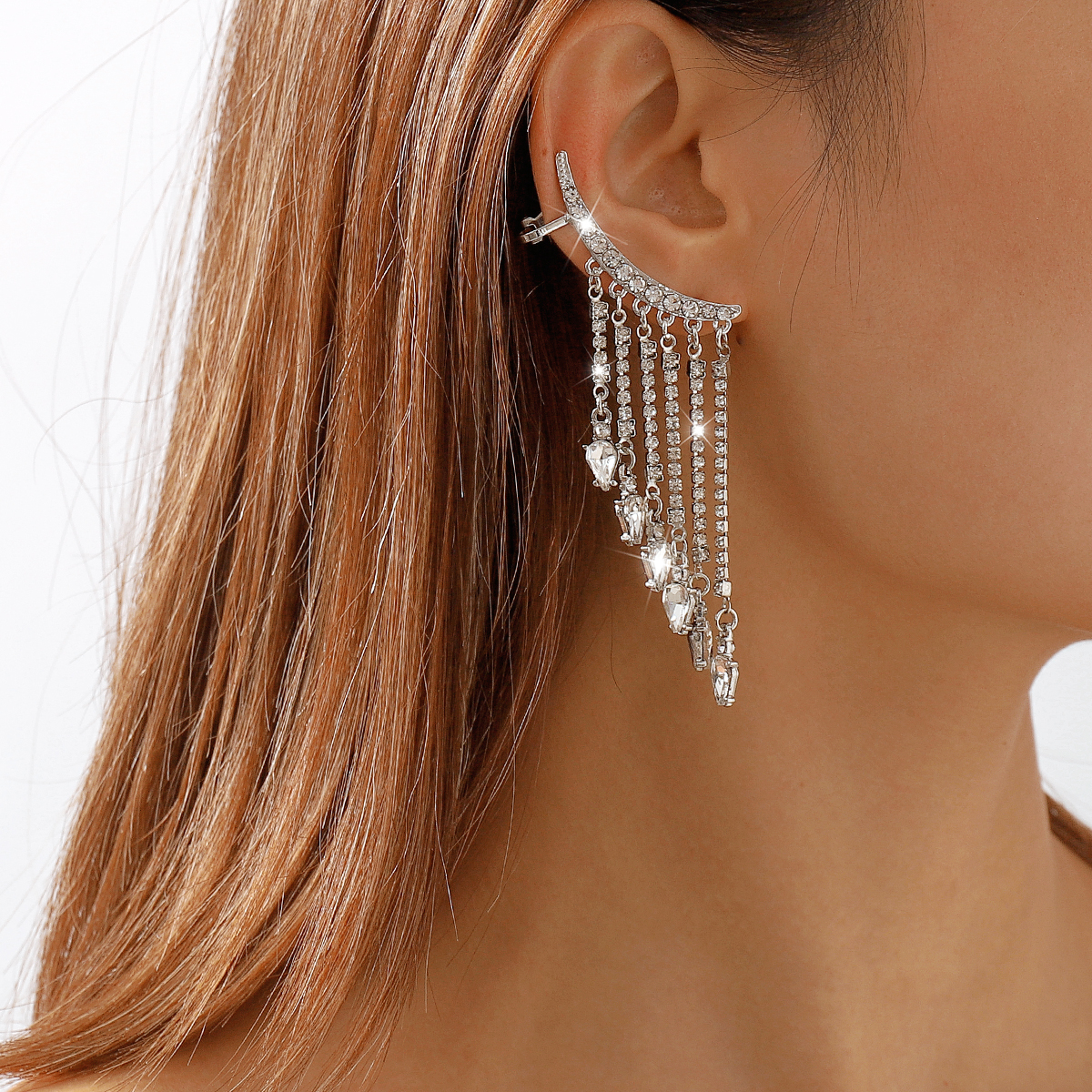 Simple Style Tassel Alloy Inlay Rhinestones Women's Drop Earrings 1 Pair display picture 3