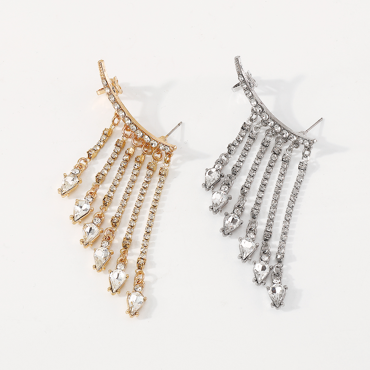 Simple Style Tassel Alloy Inlay Rhinestones Women's Drop Earrings 1 Pair display picture 6