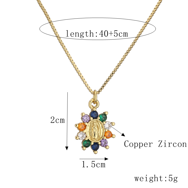 Retro Virgin Mary Oval Copper Inlay Zircon Pendant Necklace 1 Piece display picture 1