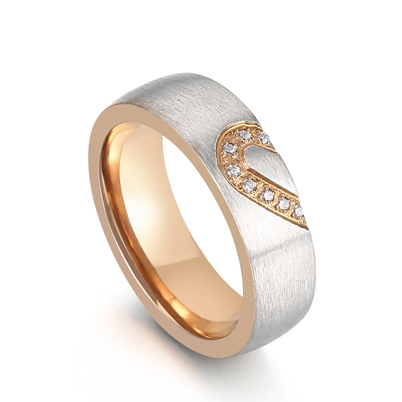 Romantic Heart Shape Titanium Steel Plating Inlay Rhinestones Rings display picture 5