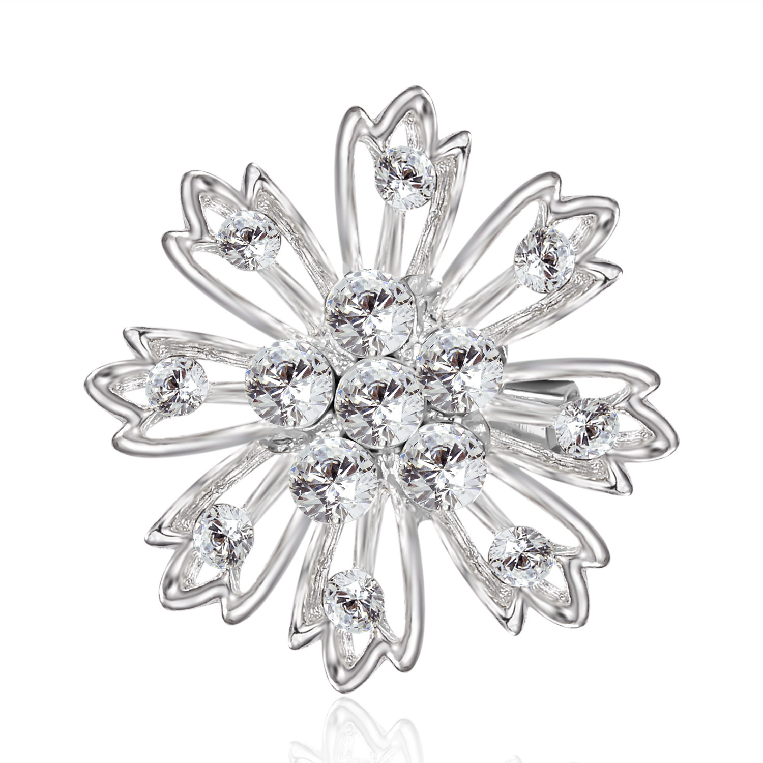 Fashion Snowflake Alloy Hollow Out Inlay Rhinestones Women's Brooches 1 Piece display picture 5