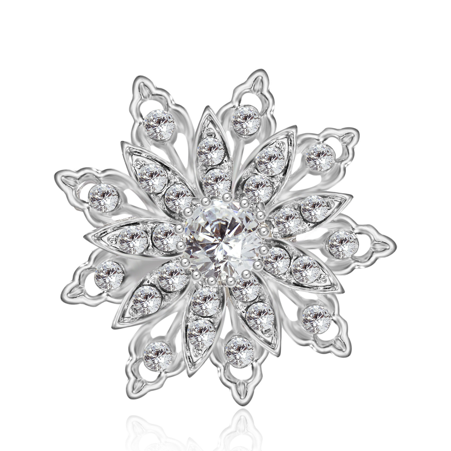 Fashion Snowflake Alloy Hollow Out Inlay Rhinestones Women's Brooches 1 Piece display picture 6