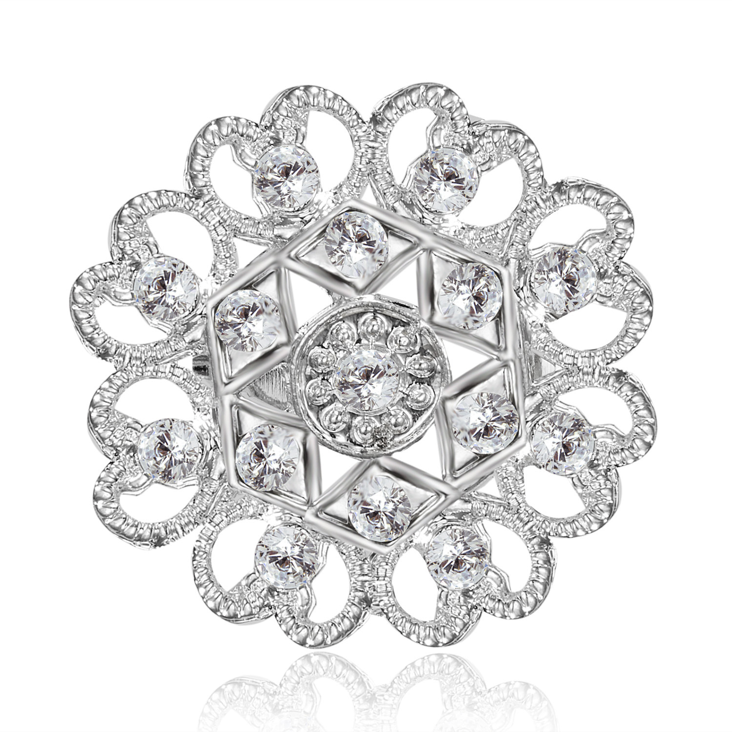 Fashion Snowflake Alloy Hollow Out Inlay Rhinestones Women's Brooches 1 Piece display picture 8