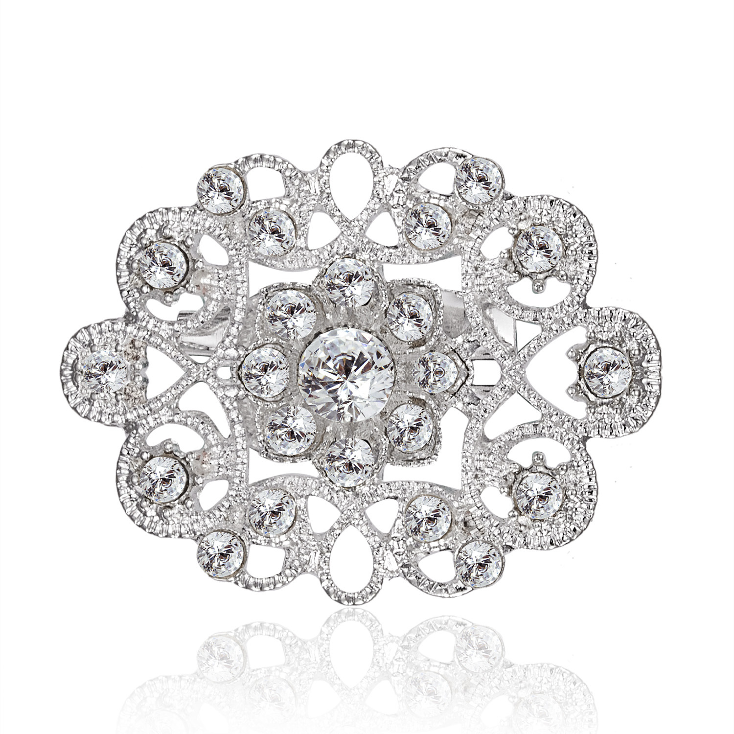 Moda Copo De Nieve Aleación Ahuecar Embutido Diamantes De Imitación Mujeres Broches 1 Pieza display picture 10