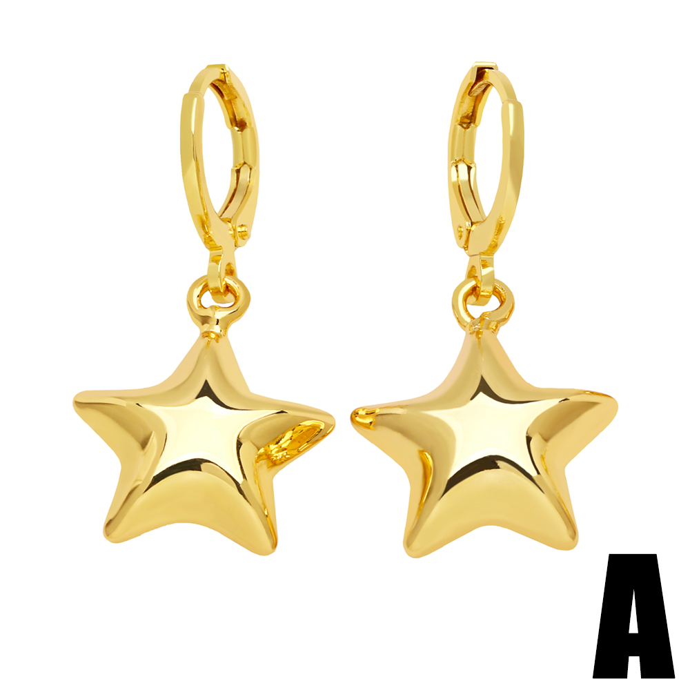 Simple Style Pentagram Copper Gold Plated Drop Earrings 1 Pair display picture 3