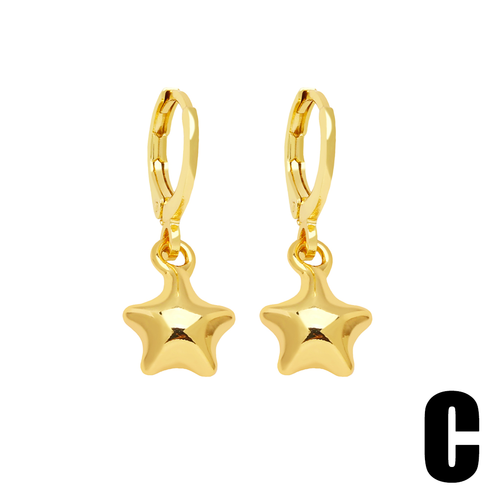 Simple Style Pentagram Copper Gold Plated Drop Earrings 1 Pair display picture 5