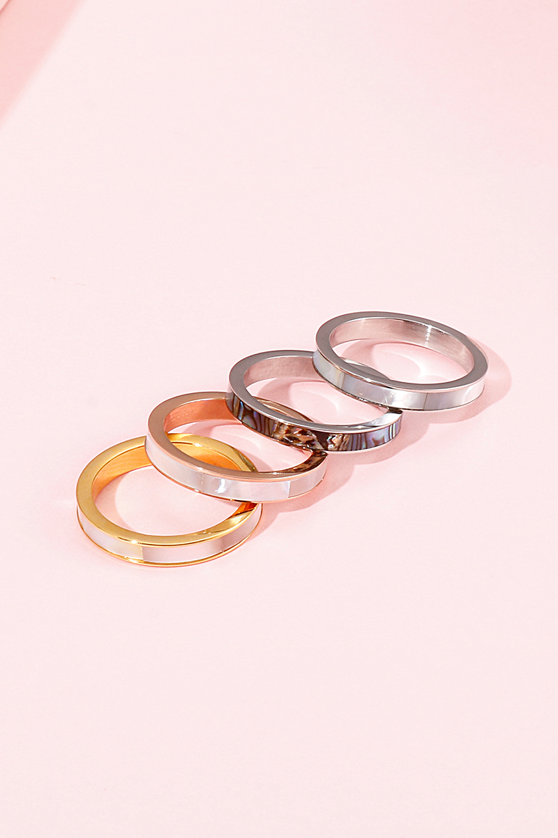 Fashion Solid Color Stainless Steel Plating Shell Rings 1 Piece display picture 6
