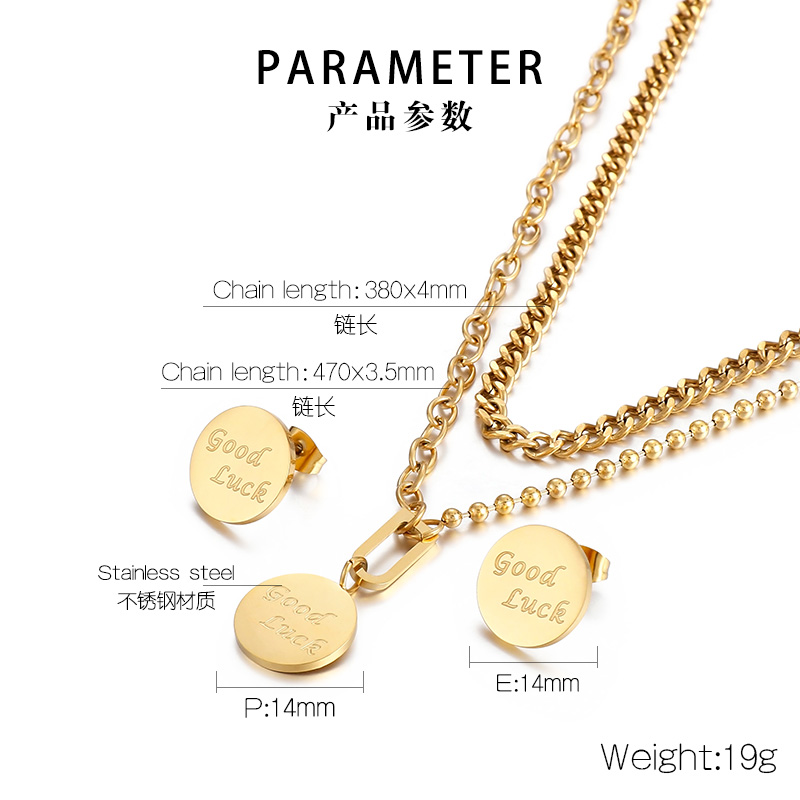 Fashion Letter Titanium Steel Plating Earrings Necklace display picture 7