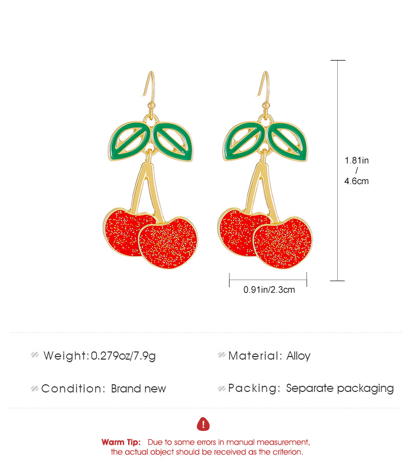 Fashion Cherry Alloy Enamel Hollow Out Women's Drop Earrings 1 Pair display picture 1