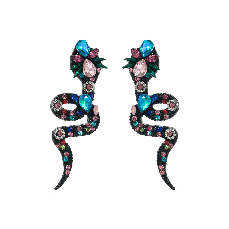 Hip-hop Snake Alloy Inlay Rhinestones Women's Drop Earrings 1 Pair display picture 7