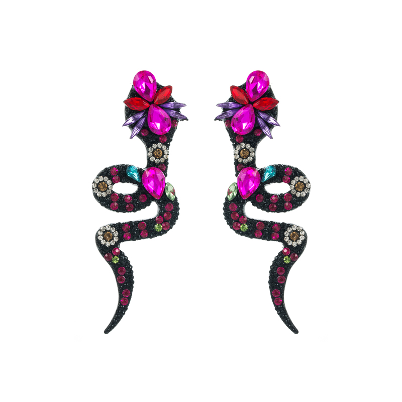 Hip-hop Snake Alloy Inlay Rhinestones Women's Drop Earrings 1 Pair display picture 8