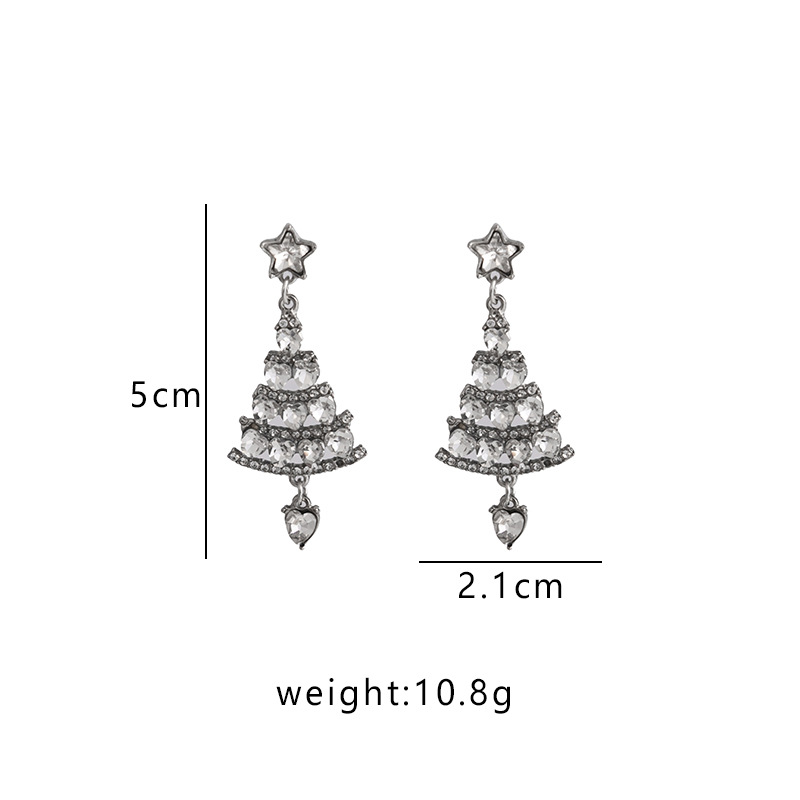 Fashion Christmas Tree Star Alloy Inlay Rhinestones Women's Drop Earrings 1 Pair display picture 2