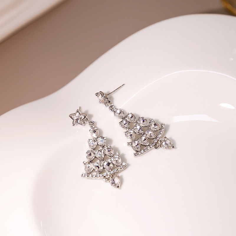 Fashion Christmas Tree Star Alloy Inlay Rhinestones Women's Drop Earrings 1 Pair display picture 5