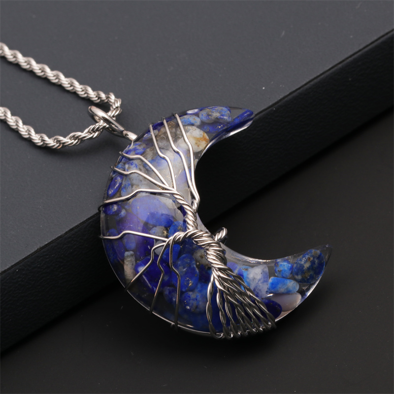 Fashion Star Moon Stainless Steel Inlay Artificial Crystal Turquoise Necklace display picture 15