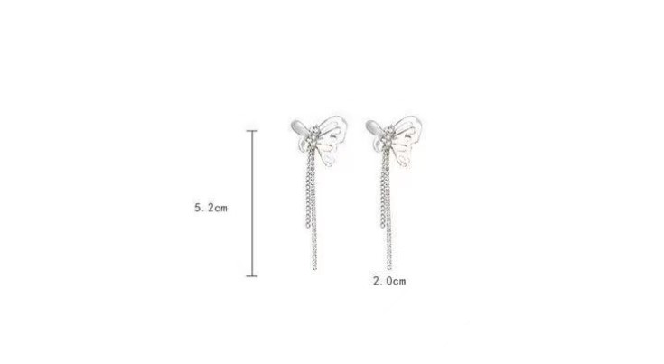 Fashion Butterfly Alloy Tassel Plating Inlay Rhinestones Women's Drop Earrings 1 Pair display picture 3