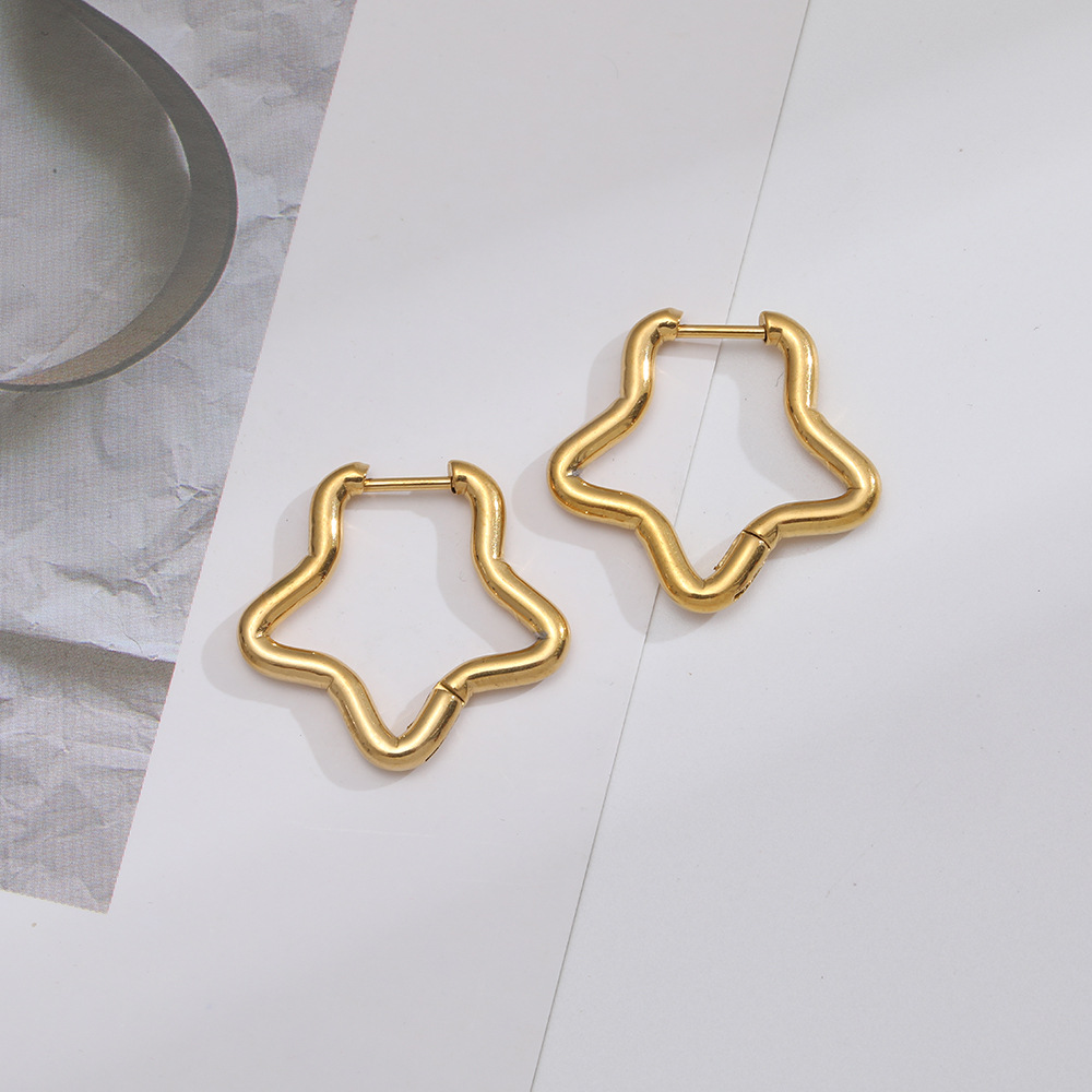 Fashion Geometric Stainless Steel Gold Plated Earrings 1 Pair display picture 2