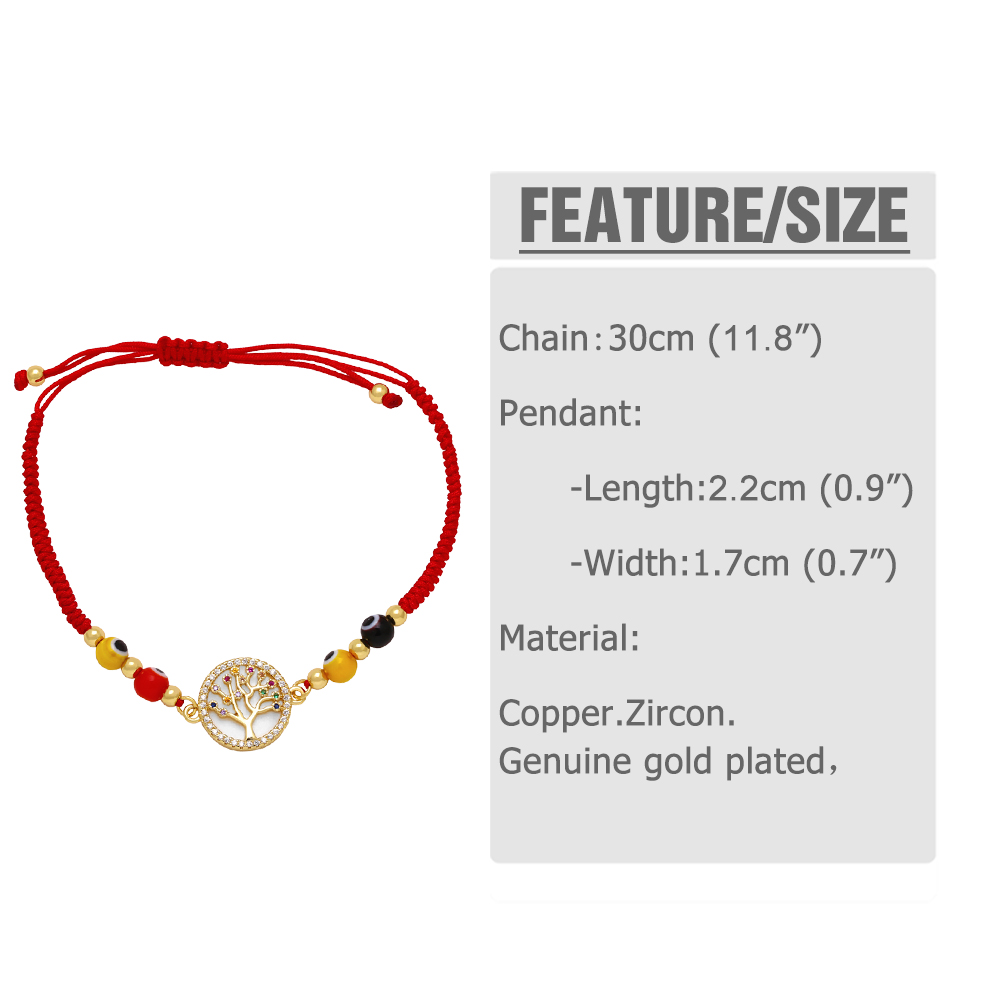 Fashion Cross Devil's Eye Rope Copper 18k Gold Plated Shell Zircon Bracelets In Bulk display picture 1