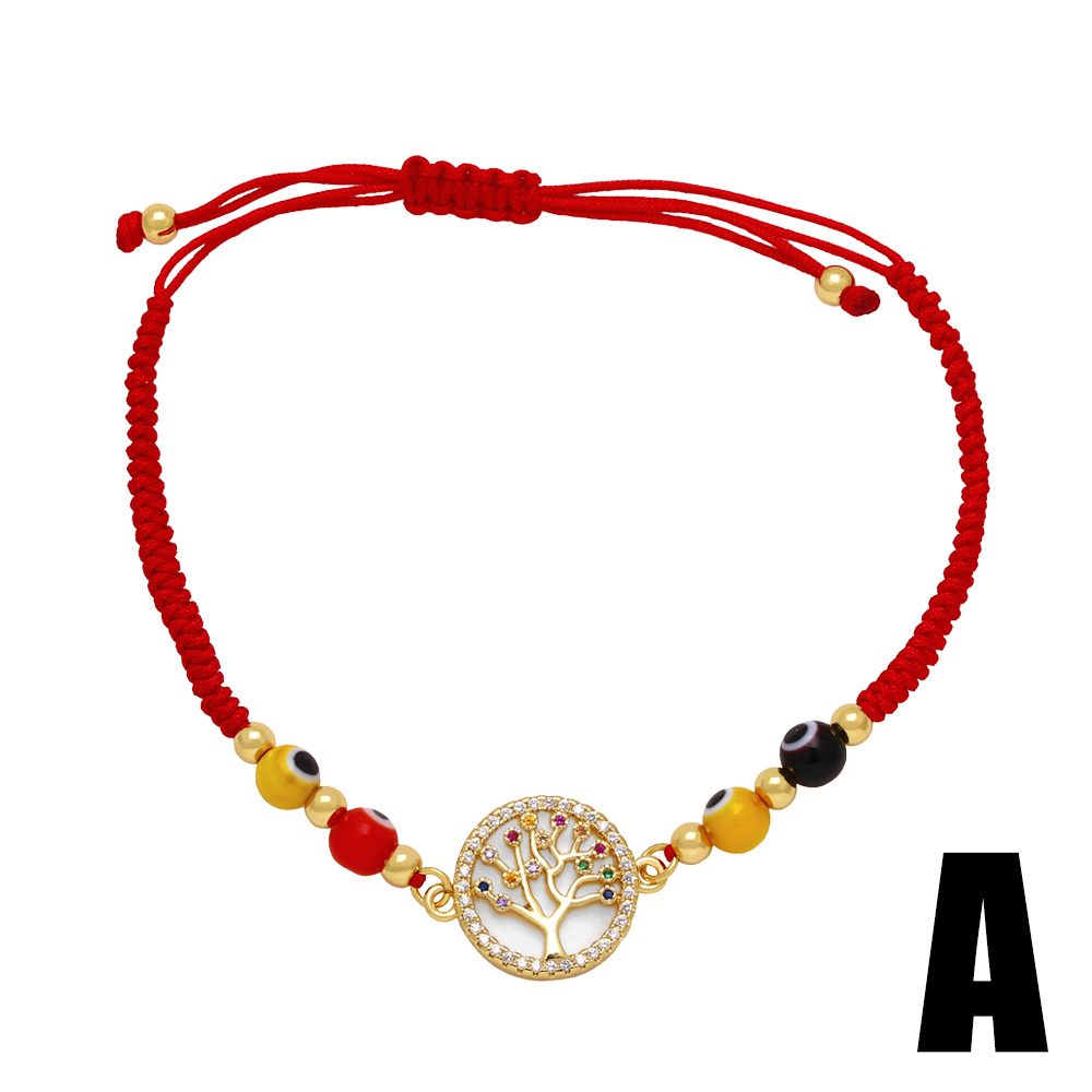 Moda Cruzar Ojo Del Diablo Soga Cobre Chapado En Oro De 18 Quilates. Cascarón Circón Pulsera Al Mayoreo display picture 4