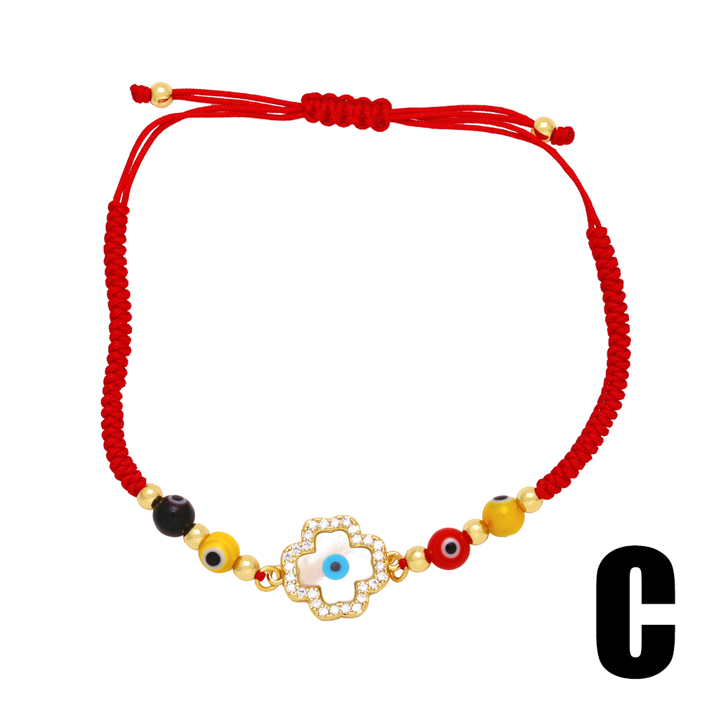 Moda Cruzar Ojo Del Diablo Soga Cobre Chapado En Oro De 18 Quilates. Cascarón Circón Pulsera Al Mayoreo display picture 5