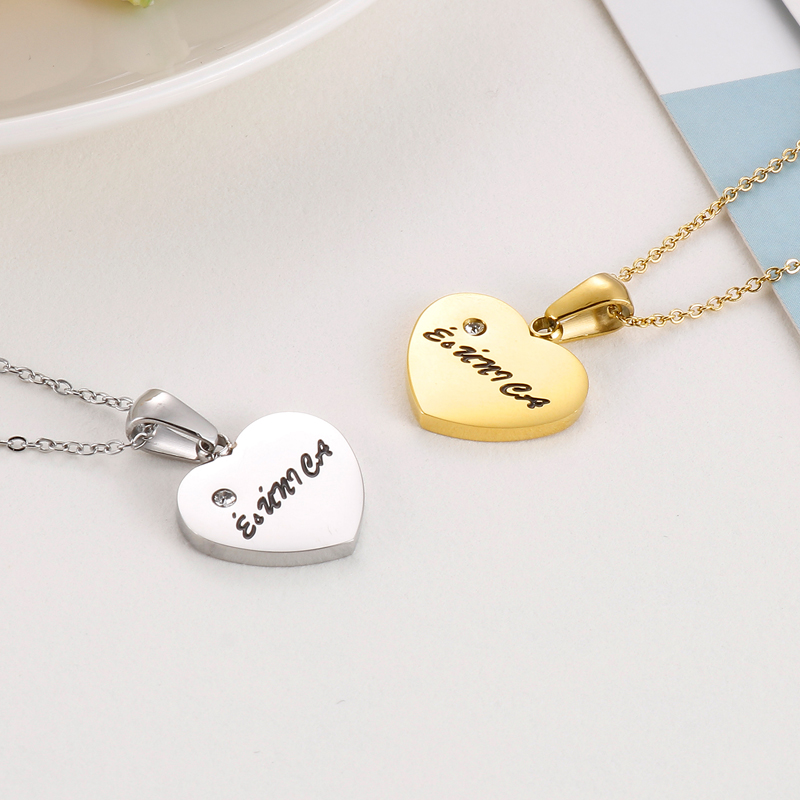 Fashion Heart Shape Titanium Steel Plating Rhinestones Pendant Necklace 1 Piece display picture 8