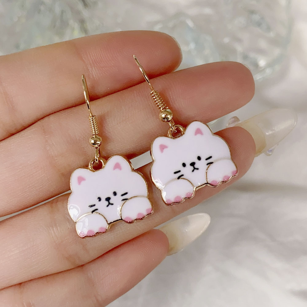 Cute Animal Cat Alloy Plating Women's Drop Earrings 1 Pair display picture 3