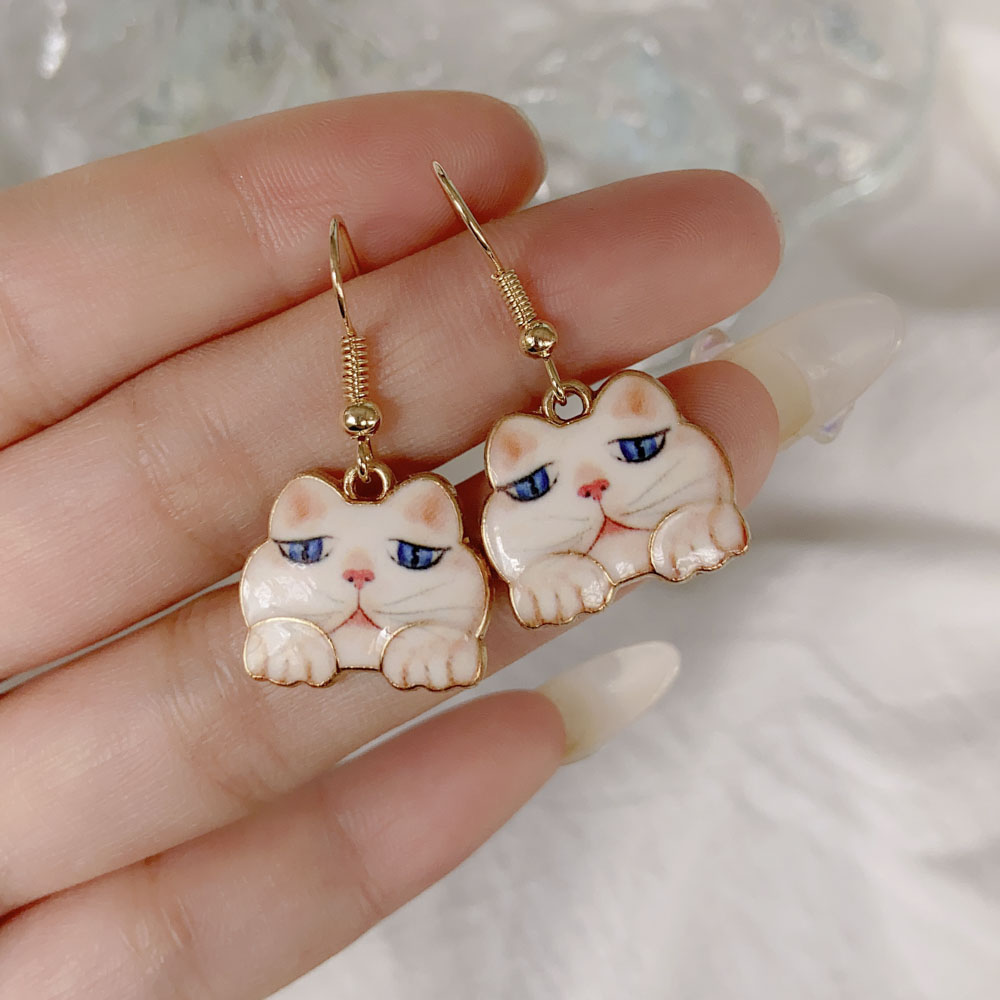 Cute Animal Cat Alloy Plating Women's Drop Earrings 1 Pair display picture 1