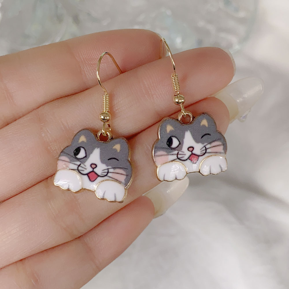 Cute Animal Cat Alloy Plating Women's Drop Earrings 1 Pair display picture 7