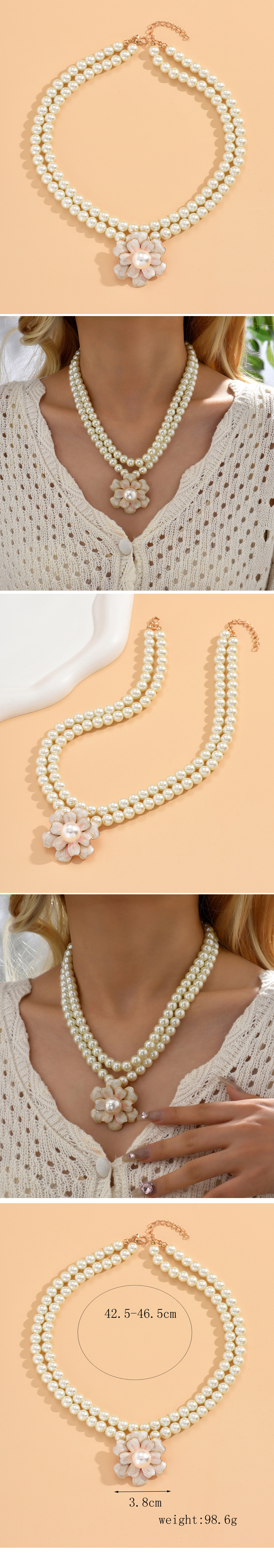 Fashion Flower Alloy Pearl Beaded Women's Necklace 1 Piece display picture 1
