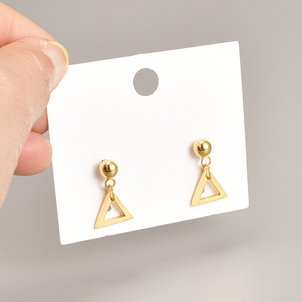 Fashion Triangle Titanium Steel Gold Plated Drop Earrings 1 Pair display picture 2