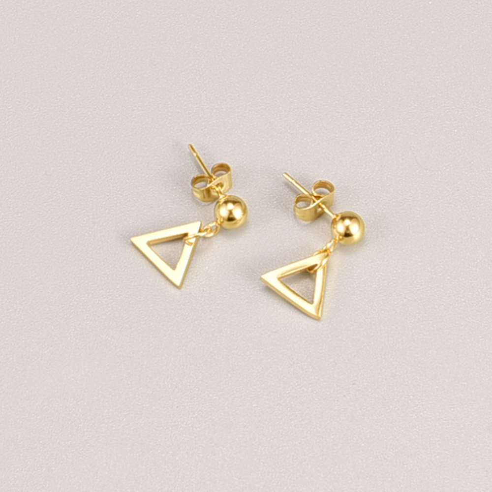 Fashion Triangle Titanium Steel Gold Plated Drop Earrings 1 Pair display picture 4