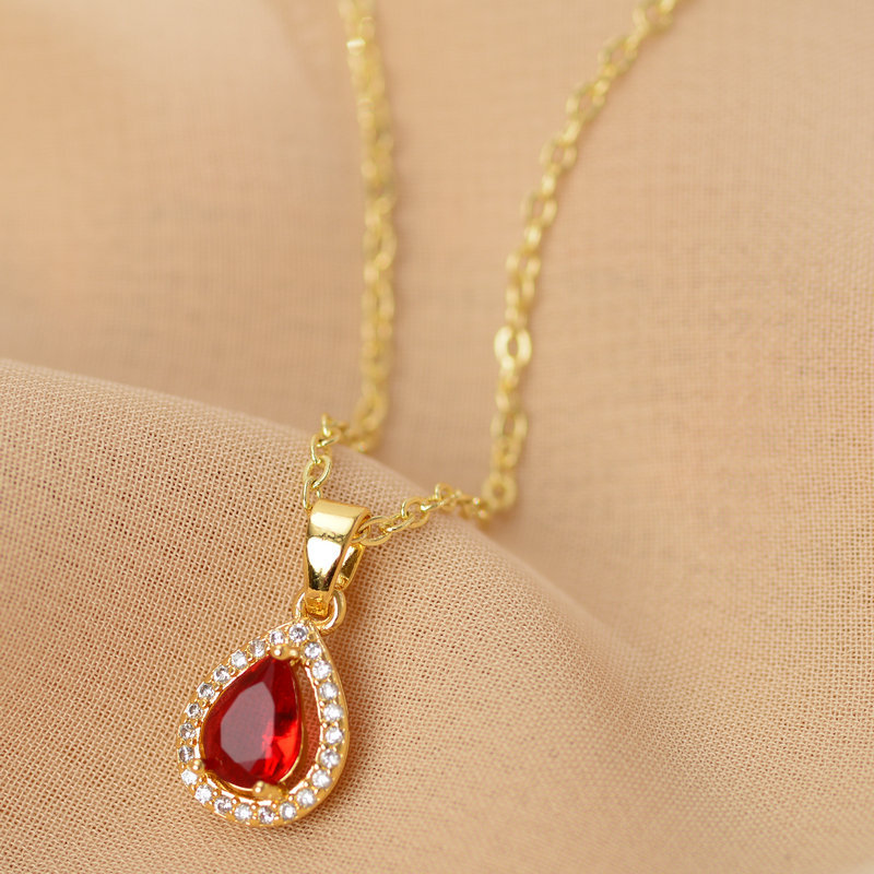 Simple Style Water Droplets Copper Zircon Pendant Necklace In Bulk display picture 2