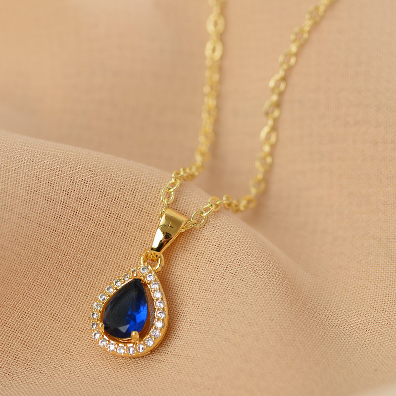 Simple Style Water Droplets Copper Zircon Pendant Necklace In Bulk display picture 1
