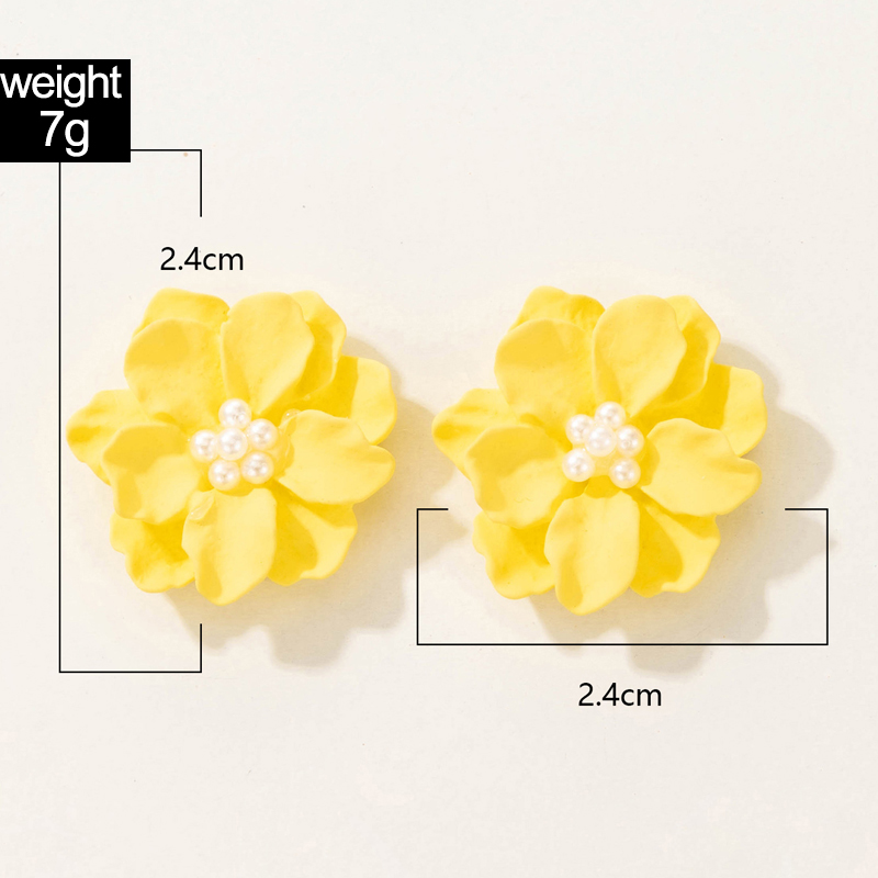 1 Pair Simple Style Flower Three-dimensional Alloy Ear Studs display picture 15