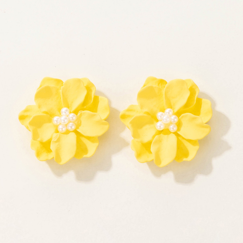 1 Pair Simple Style Flower Three-dimensional Alloy Ear Studs display picture 22