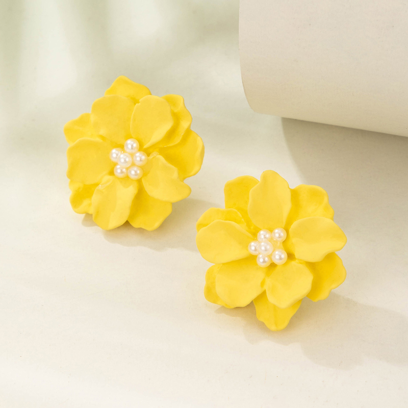 1 Pair Simple Style Flower Three-dimensional Alloy Ear Studs display picture 18