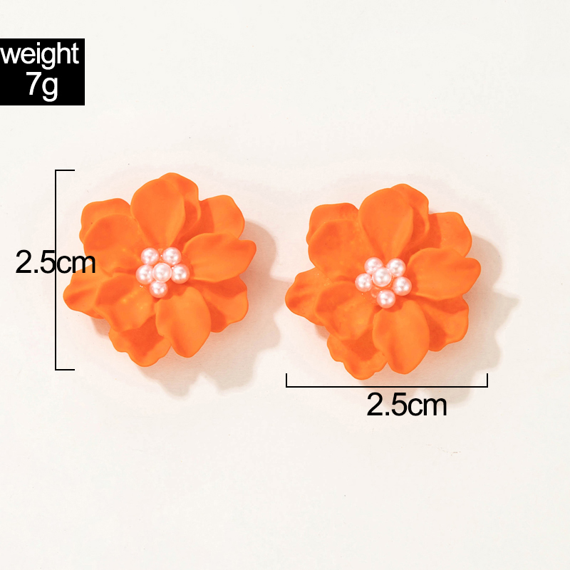1 Pair Simple Style Flower Three-dimensional Alloy Ear Studs display picture 28